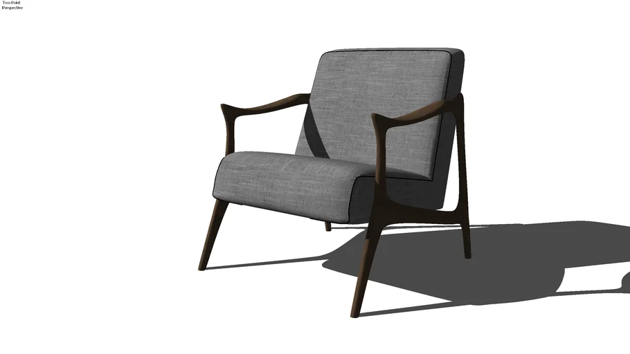 Virtual Staging - Armchair with wooden legs (mid-century style)