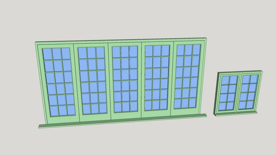 Bifold doors and casement window with Georgian glazing bars