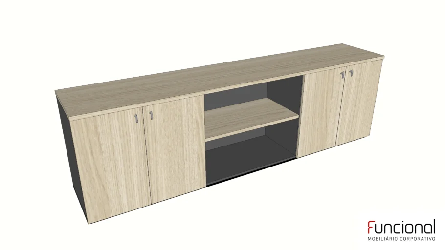 Armário de escritório baixo 2400L 4 portas e estante Versatile