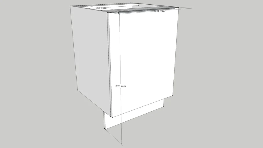 Standard 60cm Kitchen Base Unit (with Slab Door, Top Handle & Plinth)