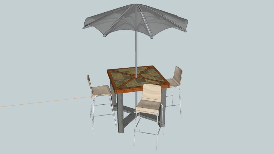 Patio Set w/ Table, 3 Chairs, and Umbrella