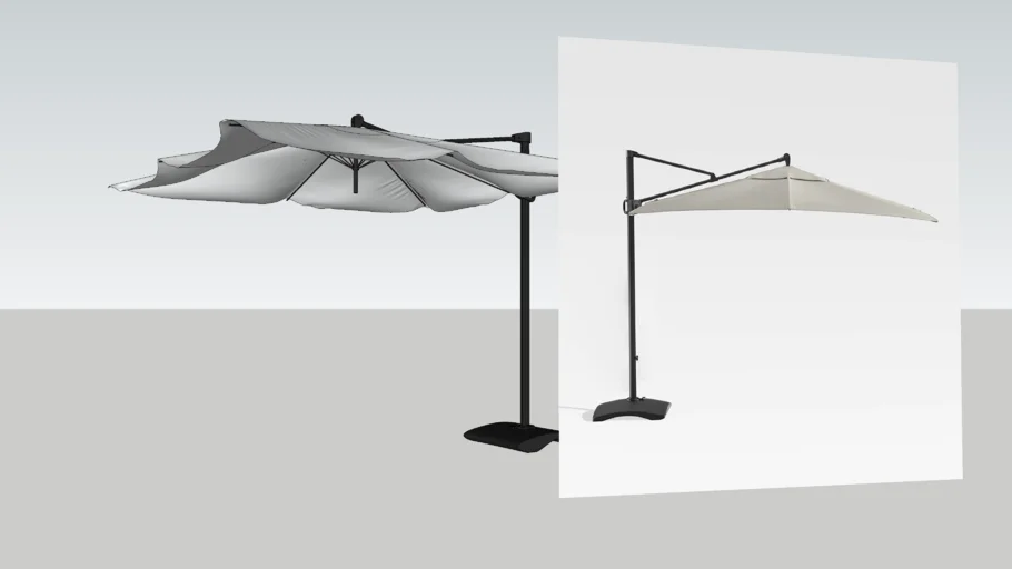 CREATE&BARREL - 10 Sunbrella ® Silver Square Cantilever Outdoor Patio Umbrella with Base