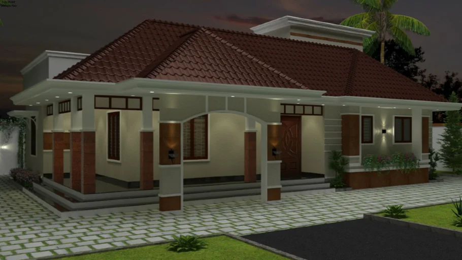 Modern Traditional single storey home kerala style