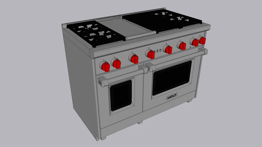 Wolf 48" Gas Range - 4 Burners, Infrared Charbroiler and Infrared Griddle