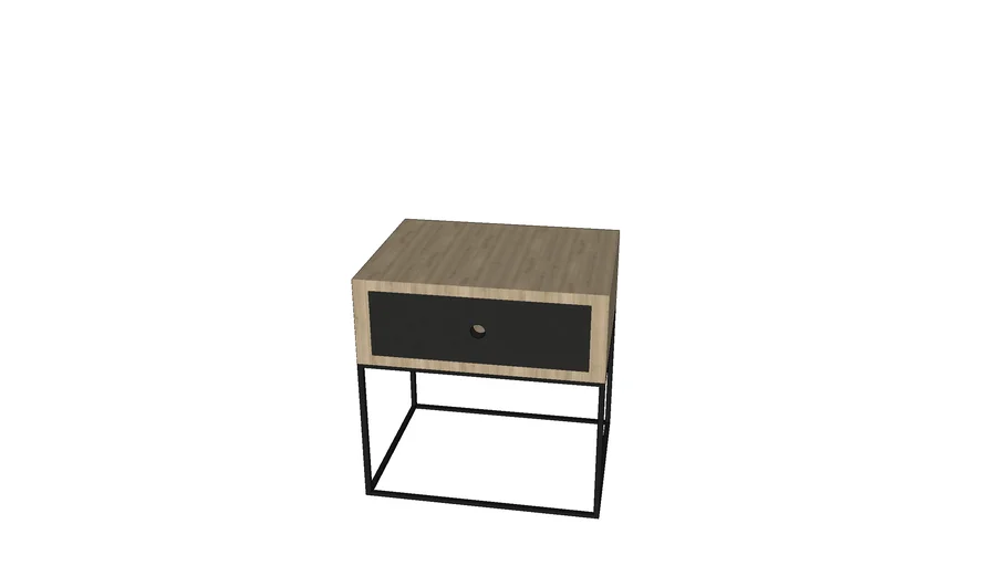 Mesa De Cabeceira Madeira e Metal Vintage Lâmina e Preto