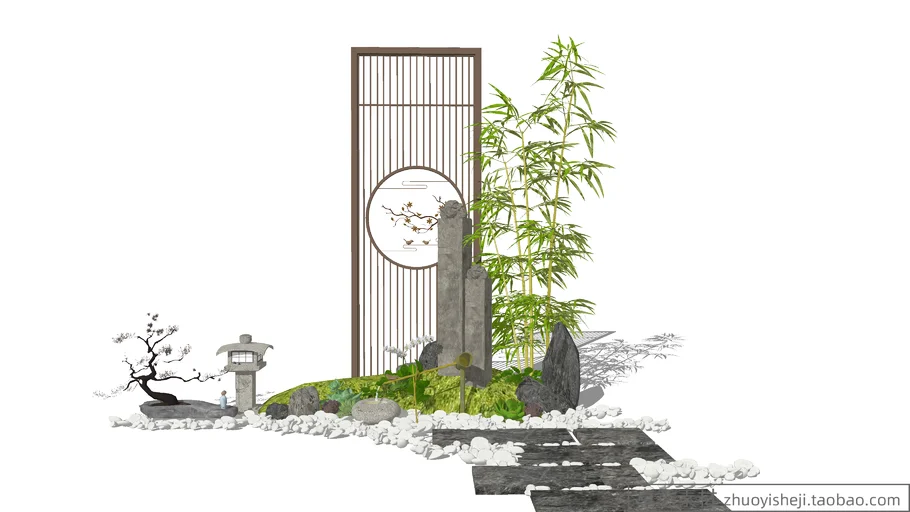 日式景观庭院假山园林