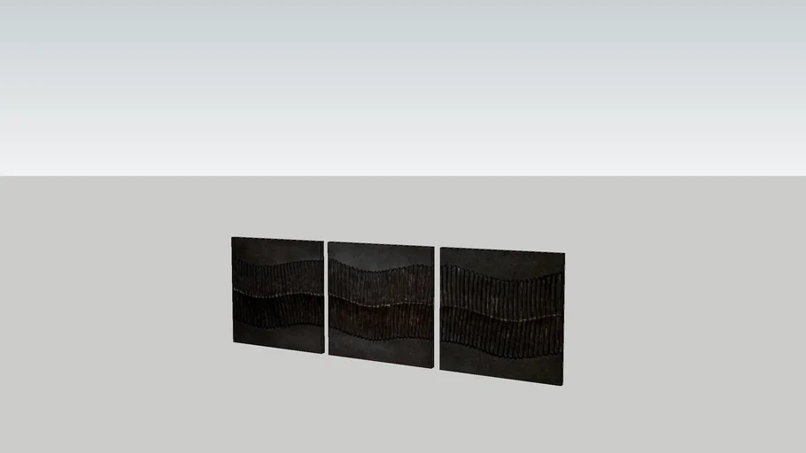 Meruso black mdf wall panel 3 square pieces PTMD
