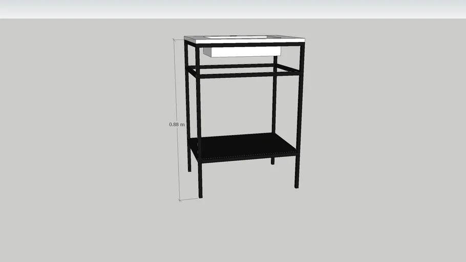 Gabinete para Banheiro com Cuba Iron Black 88x60x45 Preto Venturi