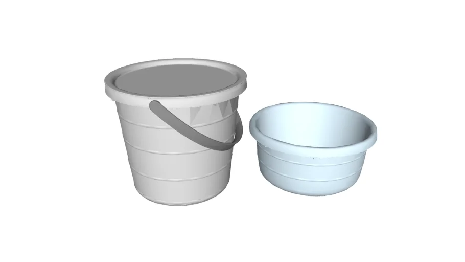 PEPPRIG 3-piece bucket set with lid, grey/blue