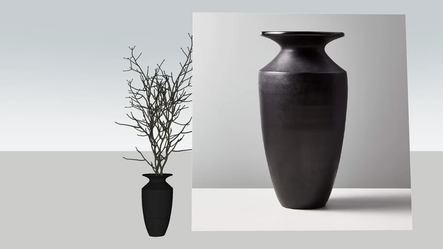 CB2 - YADIRA BLACK TERRACOTTA VASE