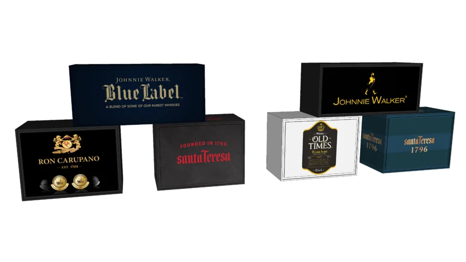 Liqueur/alcohol boxes for display