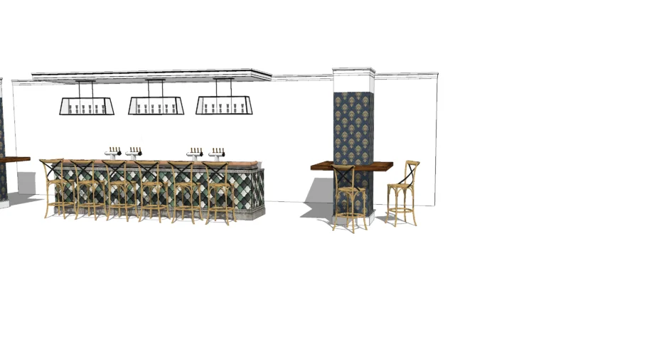 Front bar counter with side pillars