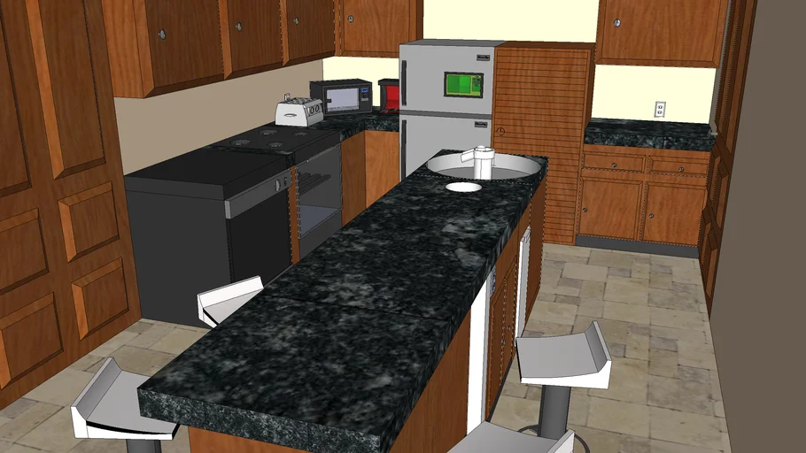 3d kitchen with appliances
