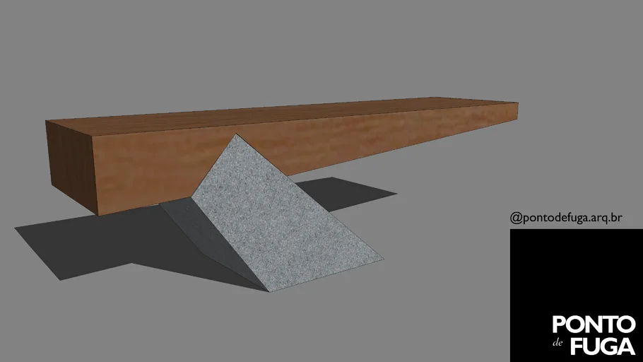 Banco contrapeso - Wooden bench over concrete base
