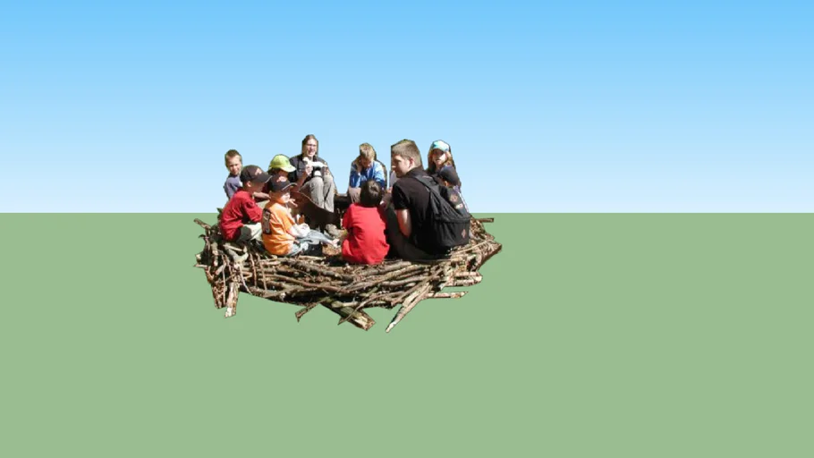 kids sitting on a wood