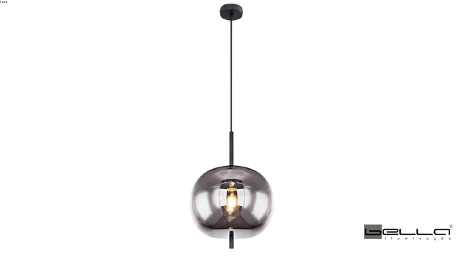 PENDENTE TRÊS REDONDO Ø30X42,5CM METAL E VIDRO PRETO E FUMÊ - BELLA ILUMINAÇÃO HC016