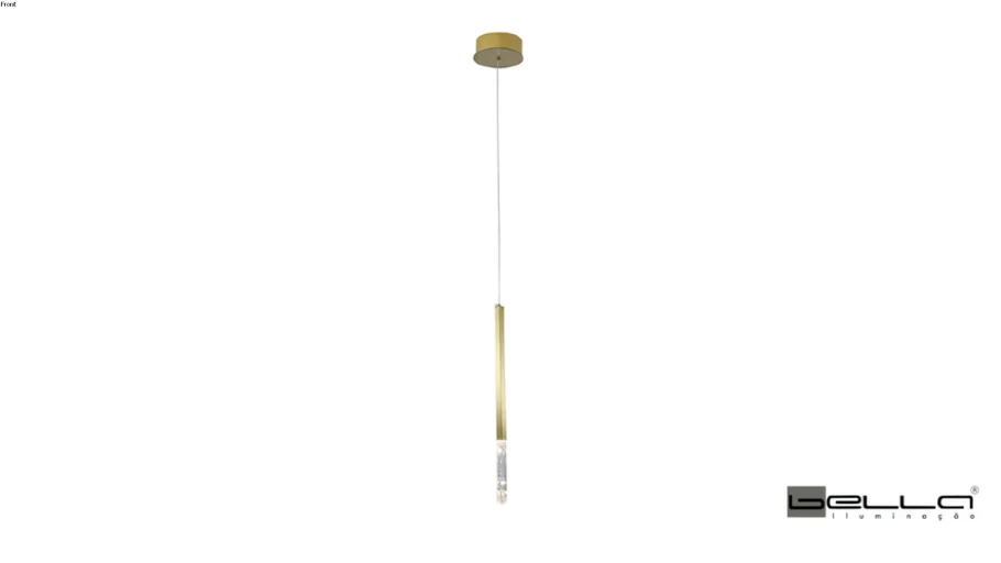 PENDENTE LED PÉTRA 3000K 3W BIVOLT Ø12X44CM METAL E CRISTAL DE ROCHA BELLA ILUMINAÇÃO OC001S