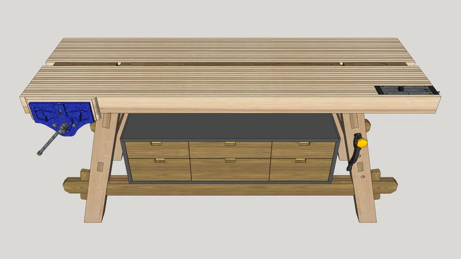 Moravian Workbench with Cabinet Final