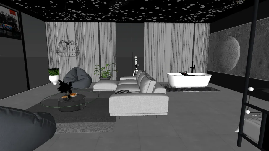Bedroom, livingroom modern contemporain