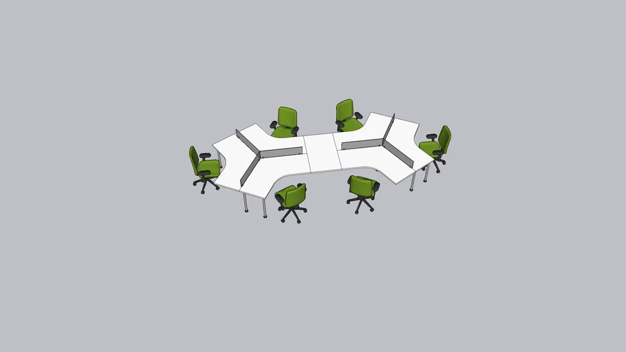 Open Office Work Space Star Table Group with 6 chairs