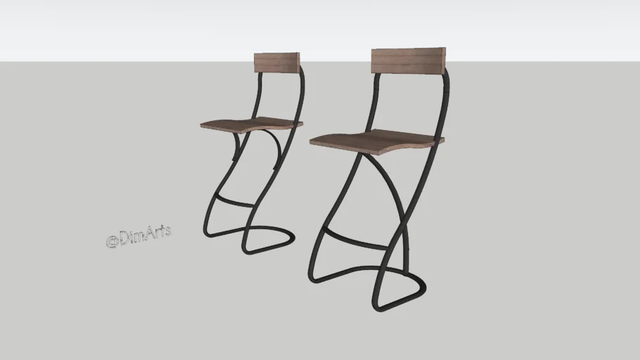 metalic & wooden stool - taburete alto de metal y madera