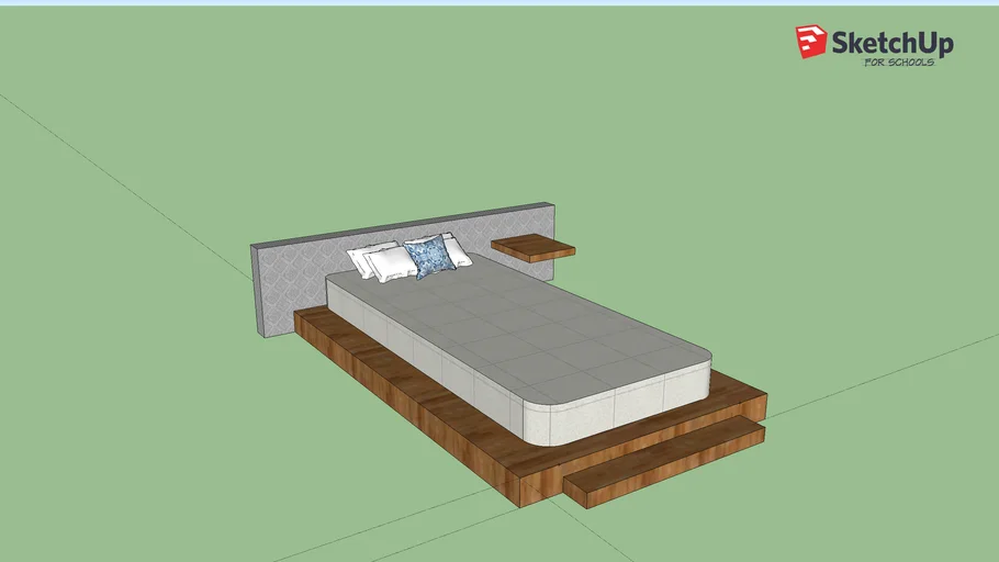 CAMA CON BASE Y MESA DE NOCHE