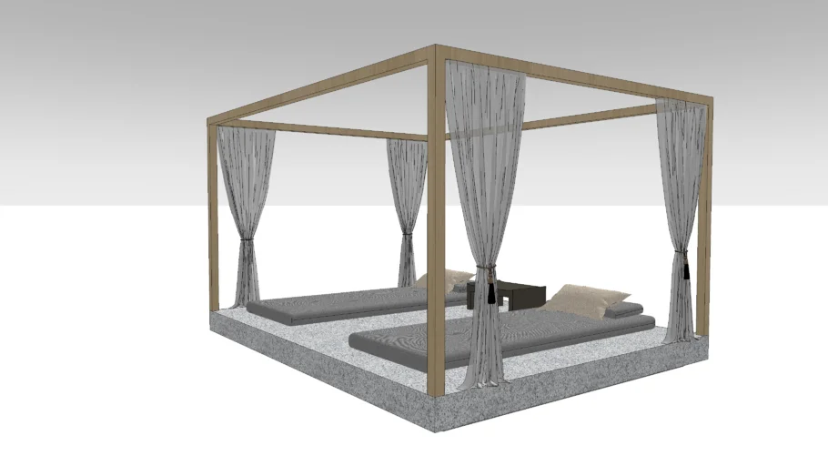 四柱床+紗簾  four-poster bed (canopy bed)