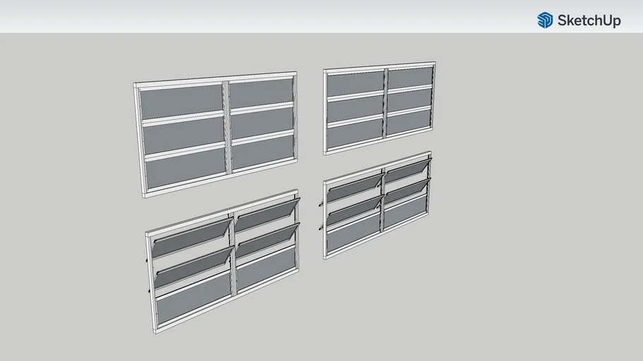 Janela de Aluminio Basculante 2 Seções 60cm altura x 120cm e x 150cm