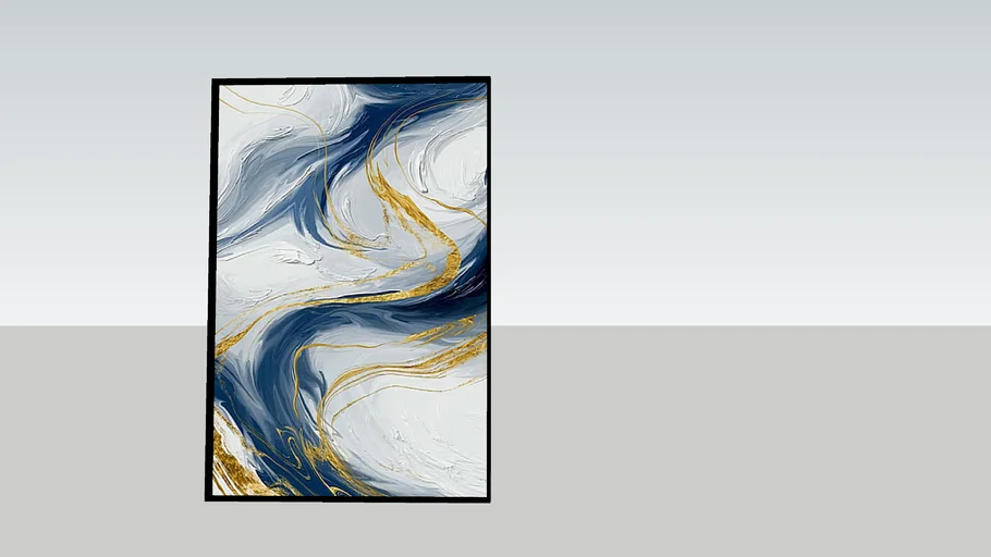 Quadro Abstrato Azul e Dourado