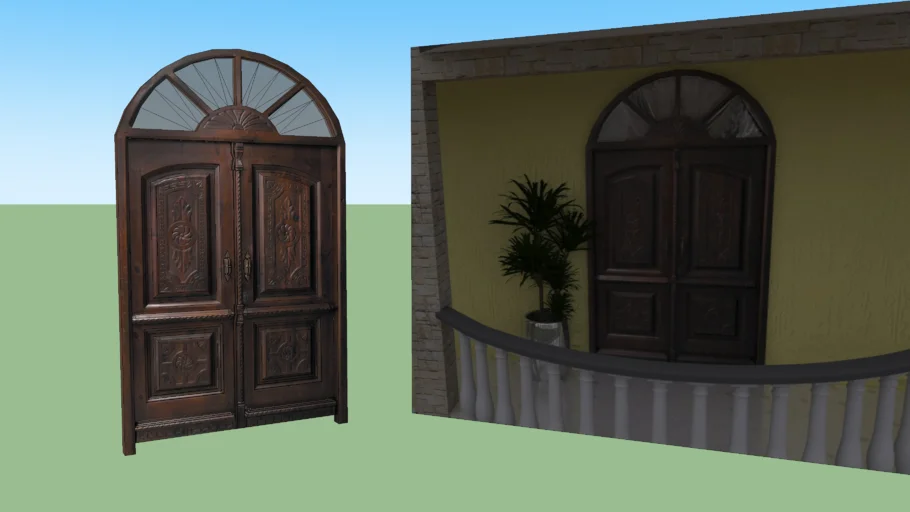 Puerta de madera con arco