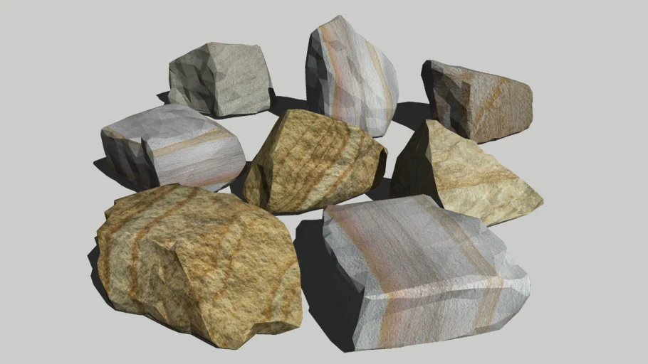 stone for landscape 02 - real stones scanned - textured with real stone images
