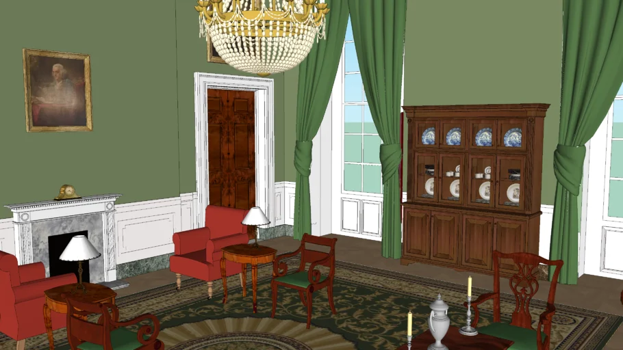 The White House interior : The Green Room.
