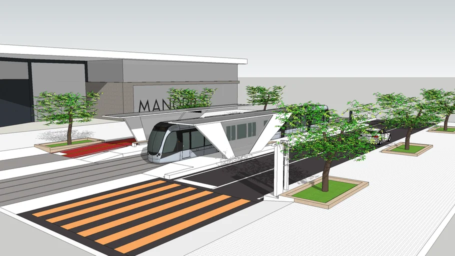 Modern City Tram Station
