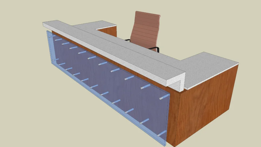 Reception Desk - stone, wood and glass