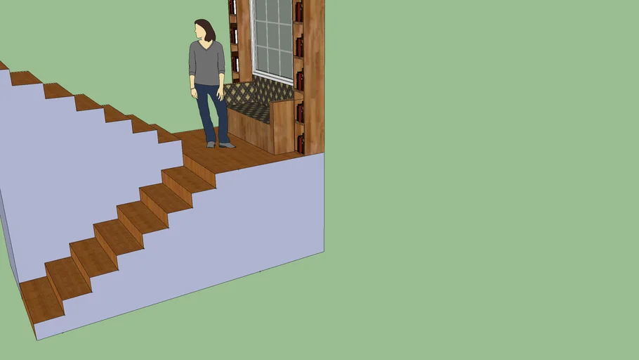 Wrap Around Stairs with Window Seat and Shelving