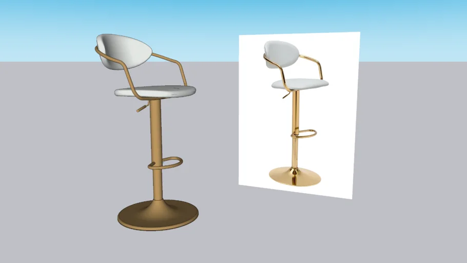 Gusto Bar Chair White & Gold