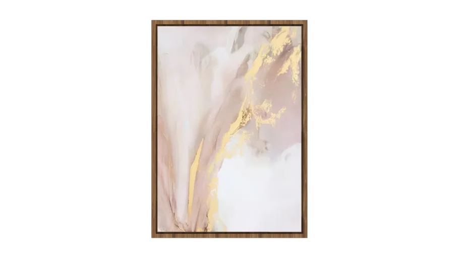 Quadro Abstrato Rosê e Dourado