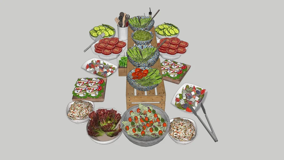 Island Salad With Risers | 3D Warehouse