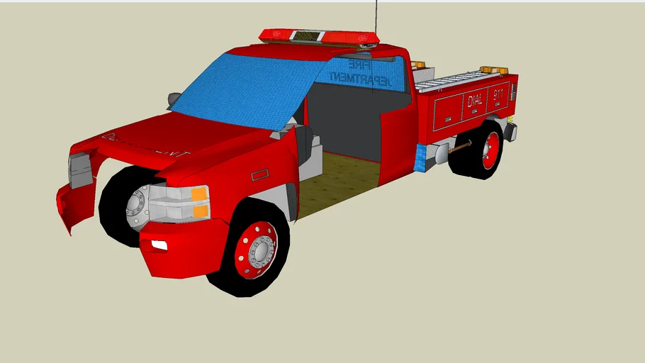 wrecked chevy fire truck