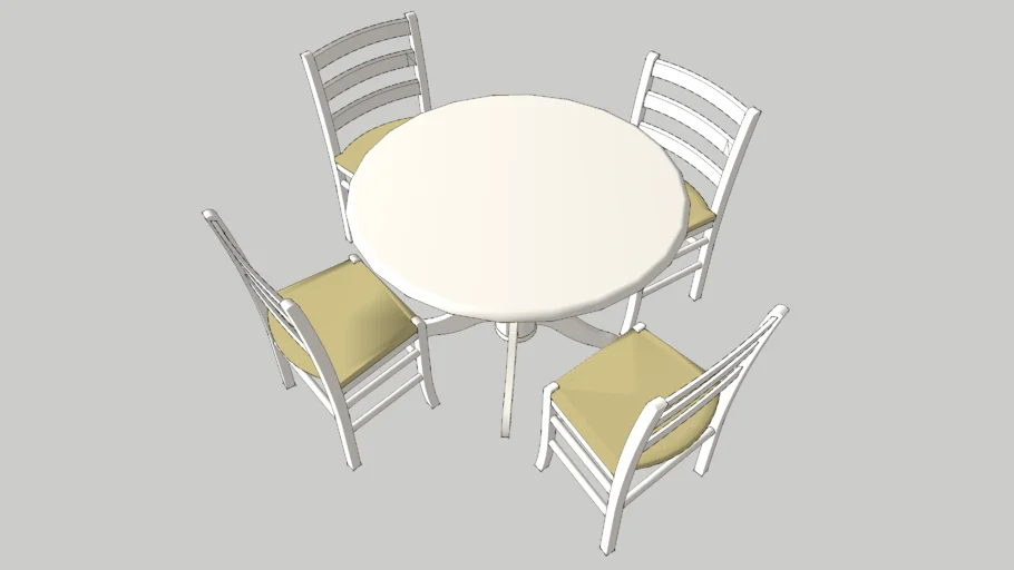 Round dining table with four chairs