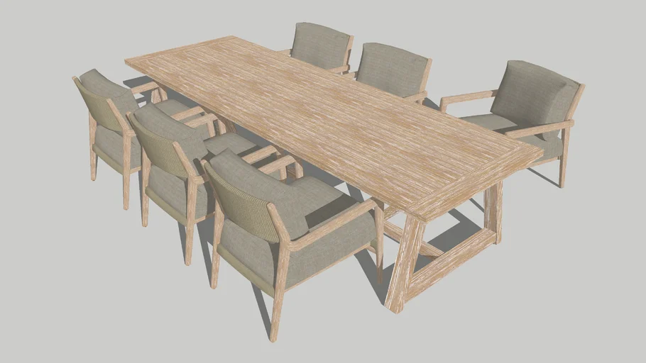 Julia low dining set with Npoah brushed teak table 300x100cm - 4 Seasons Outdoor furniture