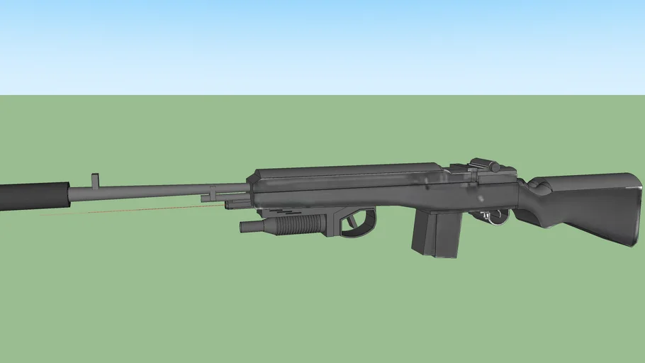 M14 assault rifle with grenade launcher, silencer and laser sight.