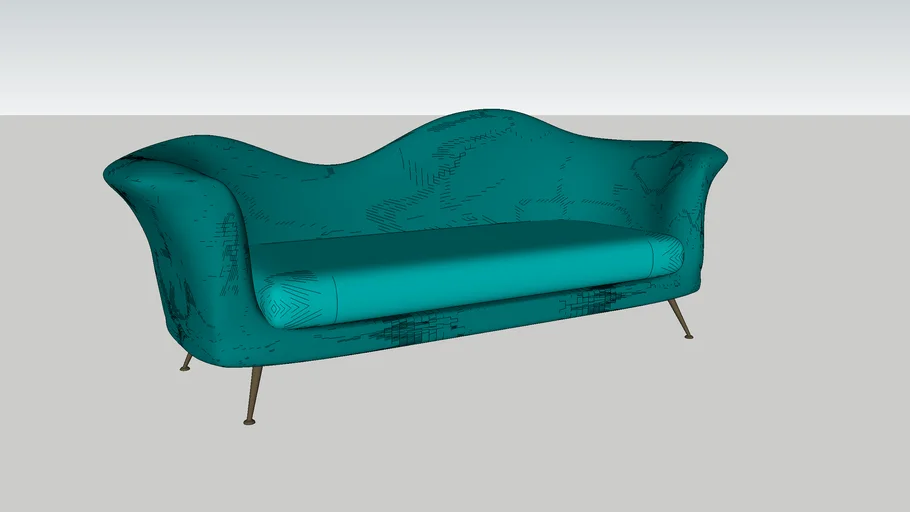 Plato aqua velvet sofa - curved sofa