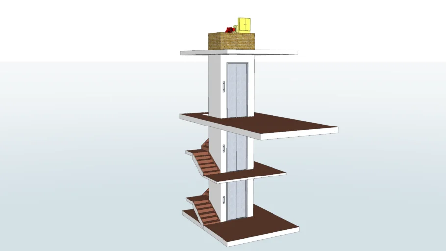 torre de elevador com escada para treis pavimentos