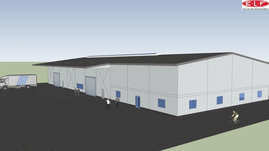 ELF Industriehalle gedämmt mit Bürotrakt und Vordach