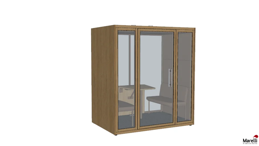 Cabine Acústica Talbot 2 Lugares Fundo Vidro+Sofá+Mesa - Marelli (CT02PAFV+ST02+YMV0800)