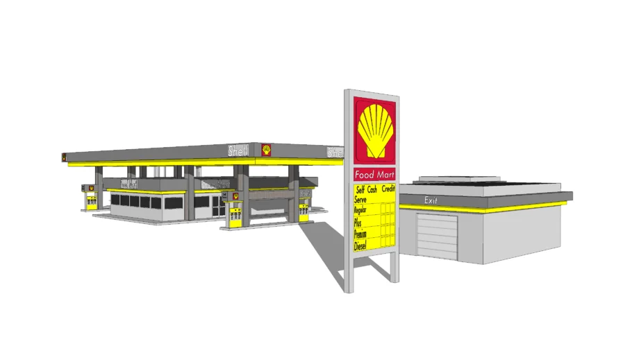 1980s Shell Gas Station