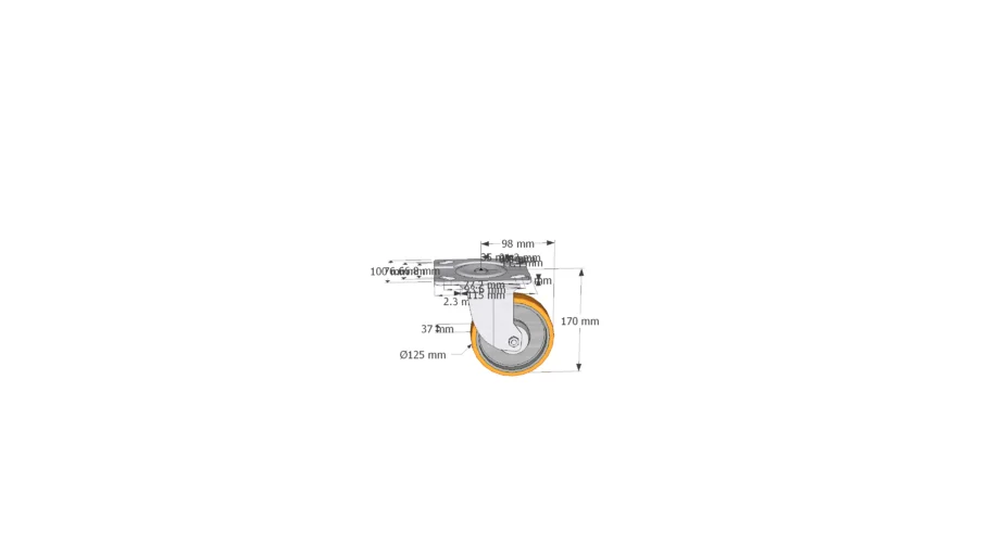 Bánh xe PU hợp kim nhôm 5Inch xoay