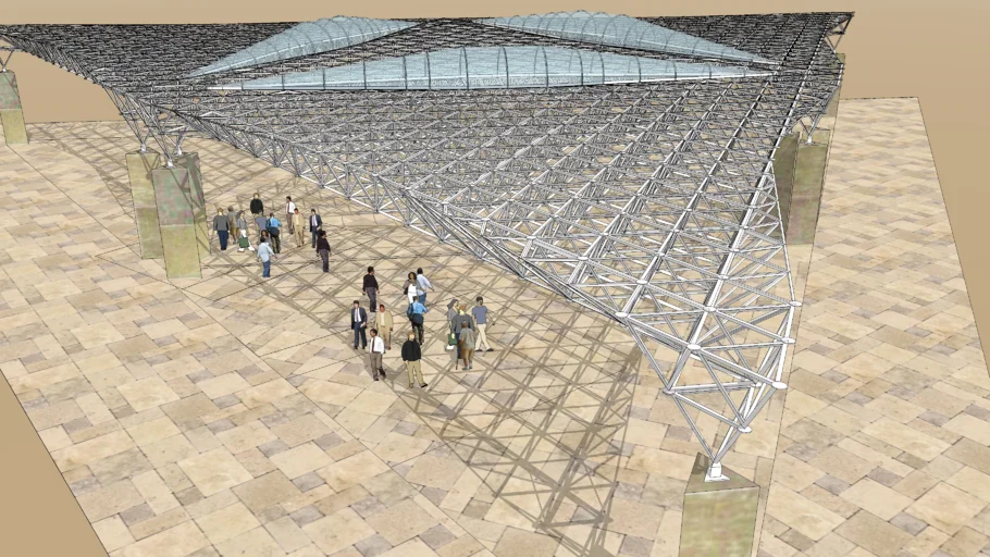 3-Triangle System Space Frames (Flat-Not Curved) w/Skylights