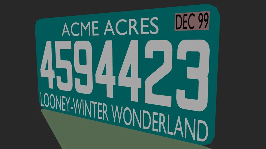 Acme Acres License Plate (1999 Issue)